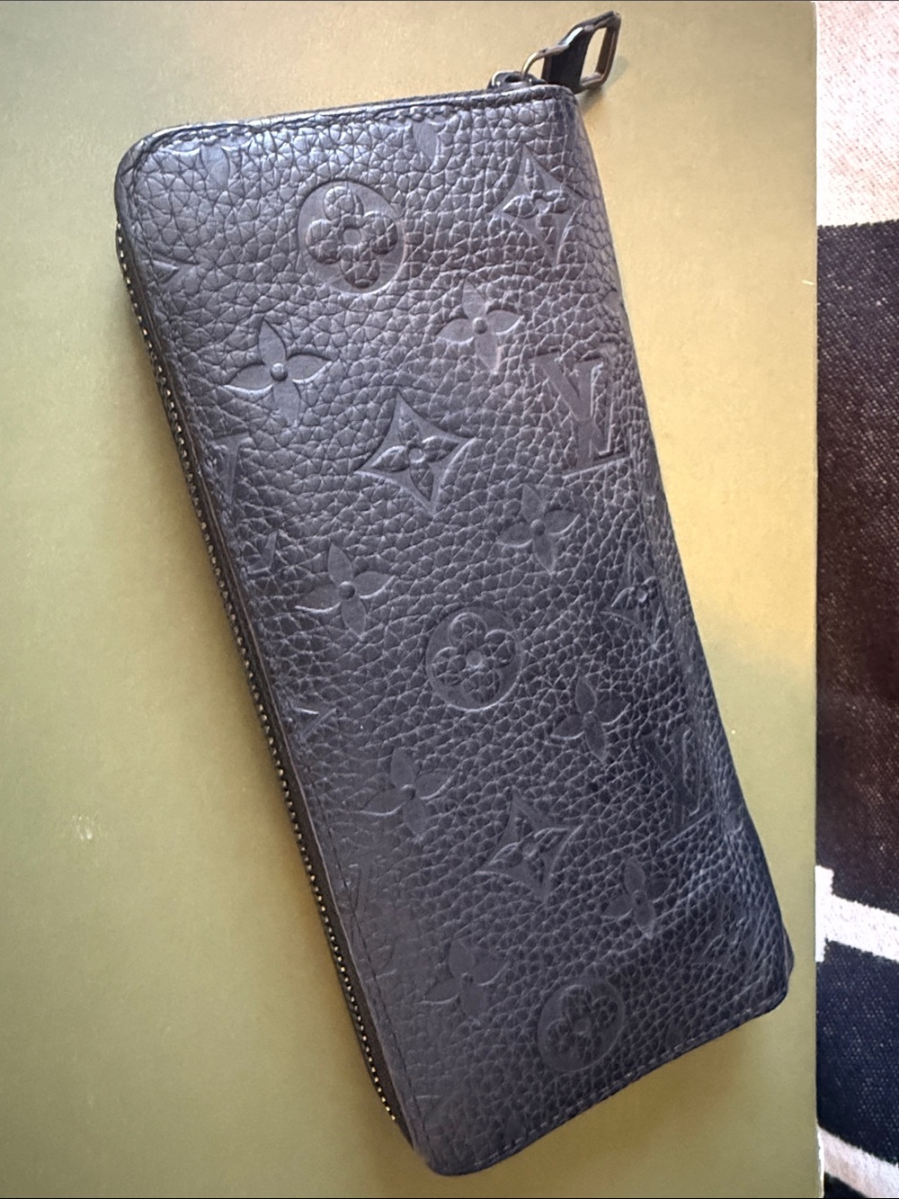 Preowned Louis Vuitton Black Embossed Monogram Zip Wallet